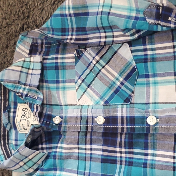 Children's Place Plaid Button Down Shirt  Blue Size 12-18 Months - Picture 3 of 9
